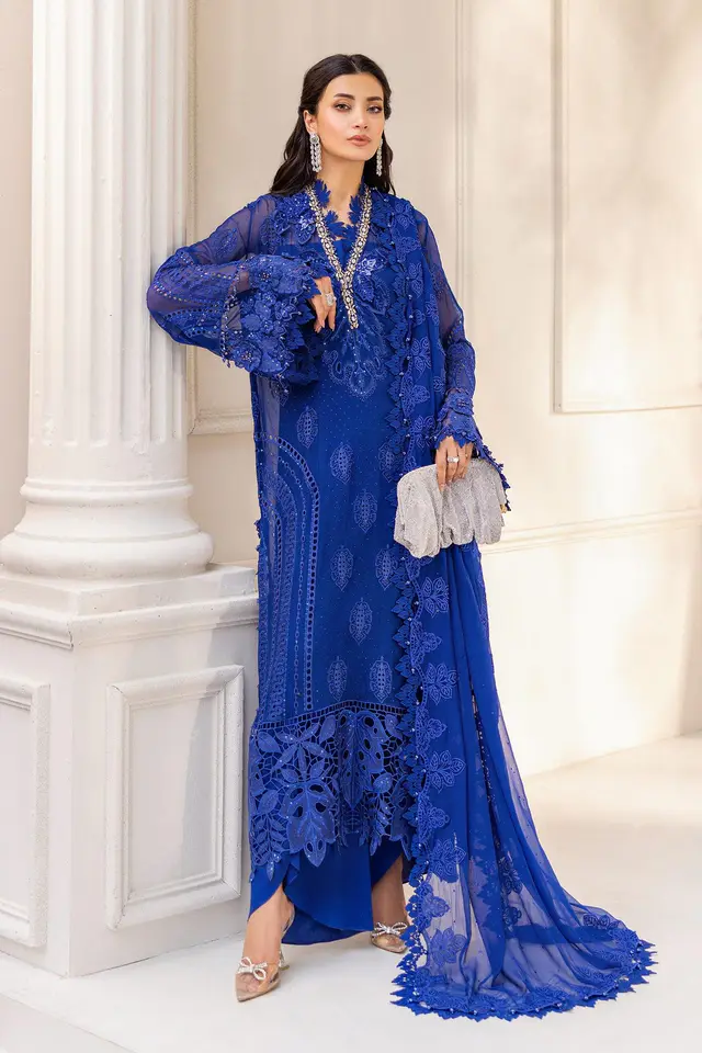 3 Piece Unstitched Embroidered Chiffon Suit full-length primary view