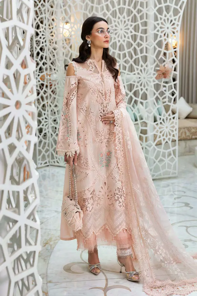 3 Piece Unstitched Embroidered Dobby Lawn Suit D-2513-A luxury lawn full-length primary view
