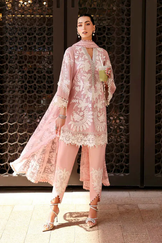 3 Piece Unstitched Embroidered Lawn Karandi Suit luxury lawn full-length primary view