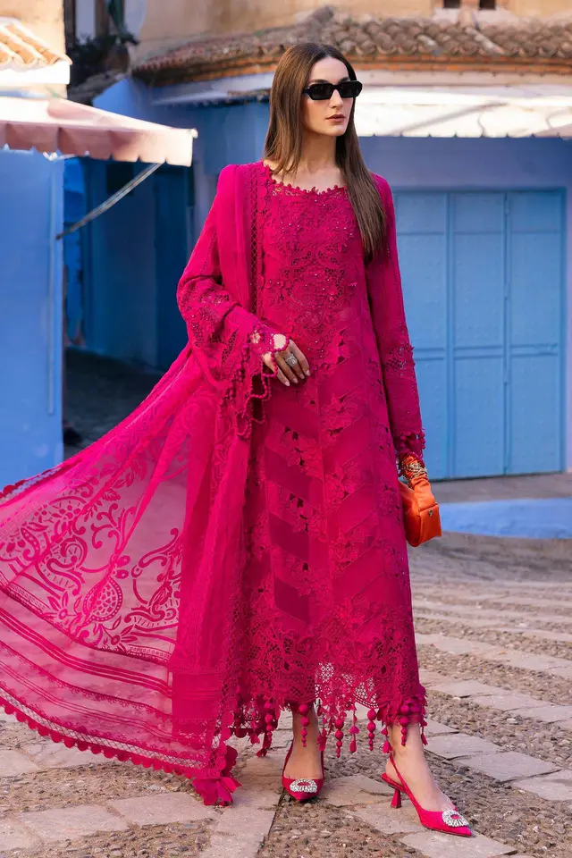 3 Piece Unstitched Embroidered Lawn Suit D-2508-A luxury lawn full-length primary view