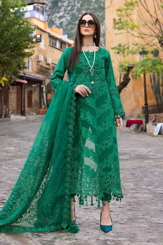 3 Piece Unstitched Embroidered Lawn Suit D-2508-B luxury lawn full-length primary view