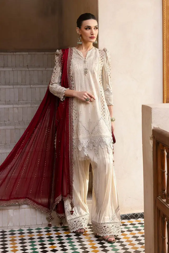 3 Piece Embroidered Lawn Suit D-2511-B luxury lawn full-length primary view