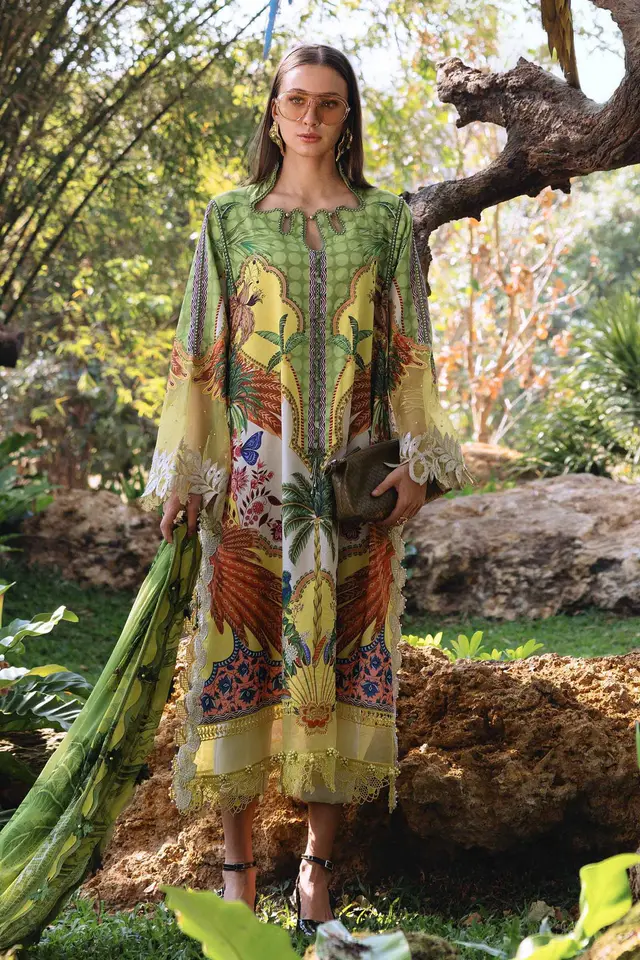 3 Piece Unstitched Embroidered Lawn Suit luxury lawn full-length primary view