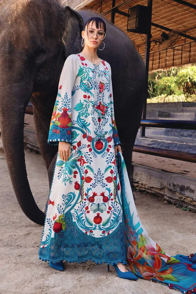 3 Piece Unstitched Embroidered Lawn Suit luxury lawn full-length primary view