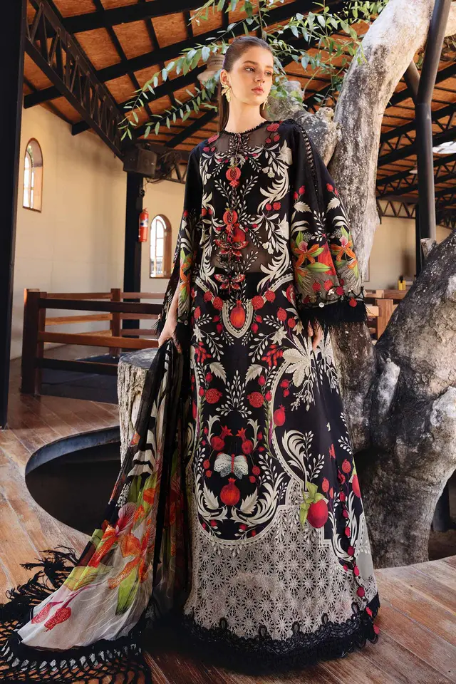 3 Piece Unstitched Embroidered Lawn Suit luxury lawn full-length primary view