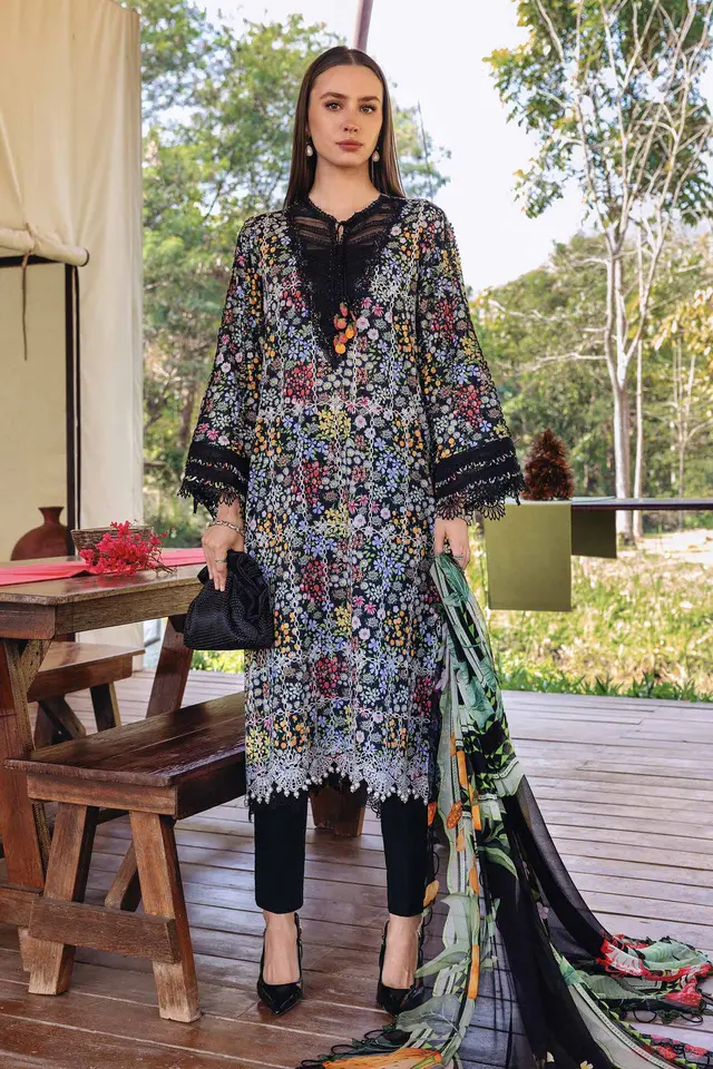 3 Piece Unstitched Embroidered Lawn Suit luxury lawn full-length primary view