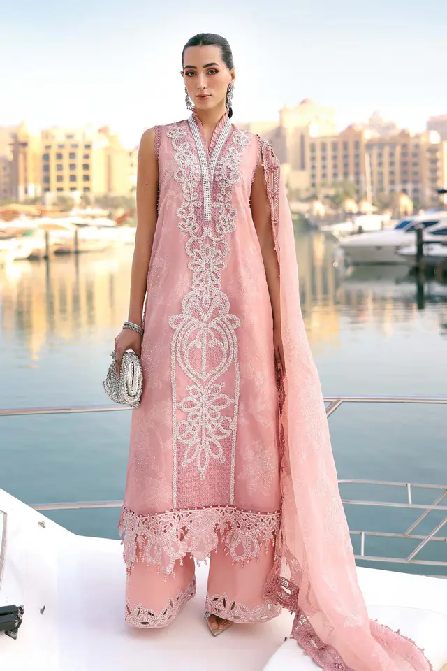 3 Piece Unstitched Embroidered Organza Suit luxury lawn full-length primary view