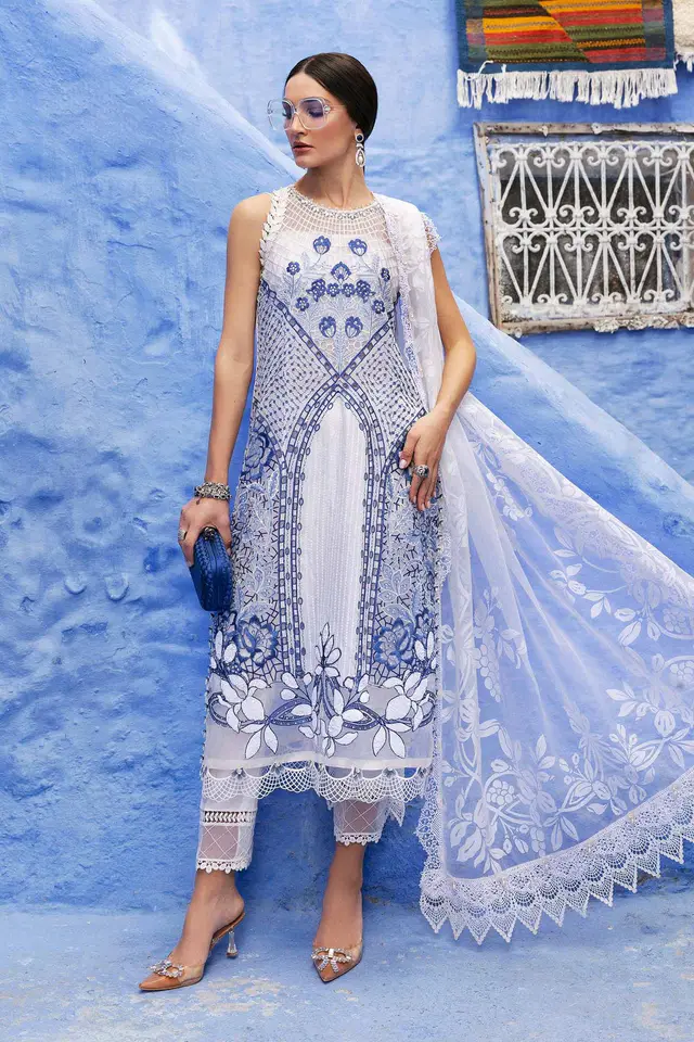 3 Piece Unstitched Embroidered Paper Cotton Suit D-2510-A luxury lawn full-length primary view