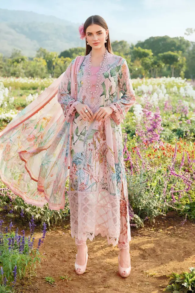 3 Piece Unstitched Printed Lawn Suit luxury lawn full-length primary view