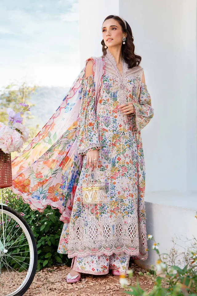 3 Piece Unstitched Printed Lawn Suit luxury lawn full-length primary view