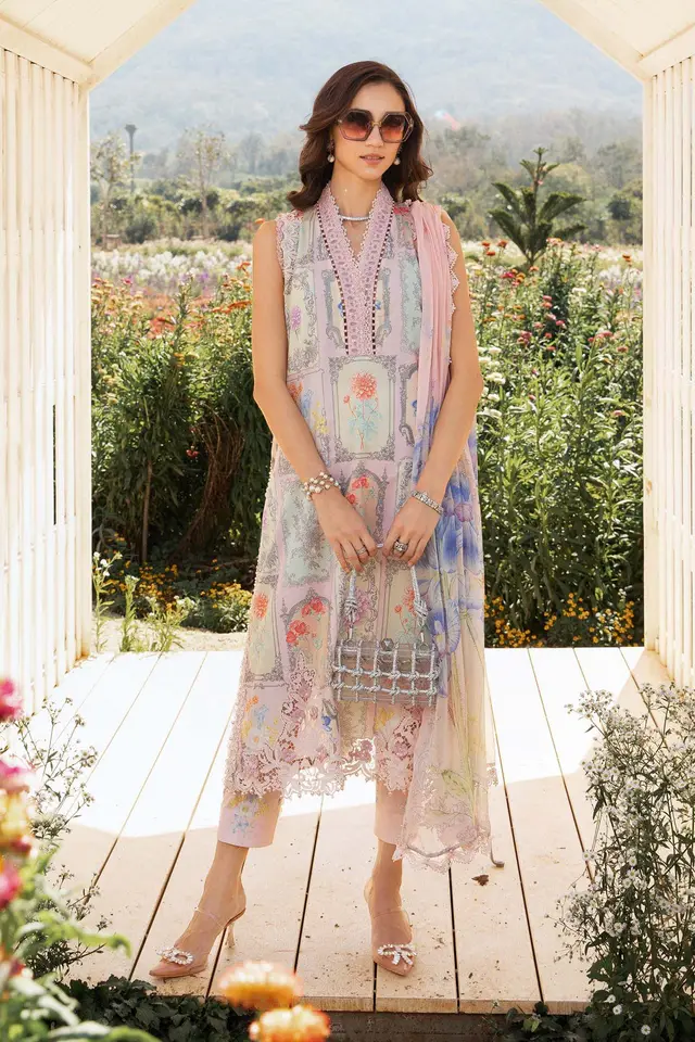 3 Piece Unstitched Printed Lawn Suit luxury lawn full-length primary view
