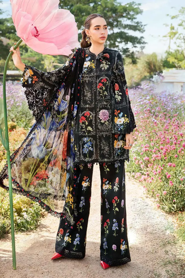 3 Piece Unstitched Printed Lawn Suit luxury lawn full-length primary view