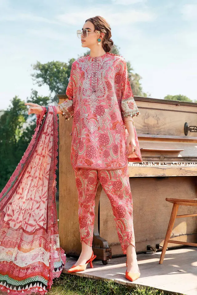 3 Piece Unstitched Printed Lawn Suit luxury lawn full-length primary view
