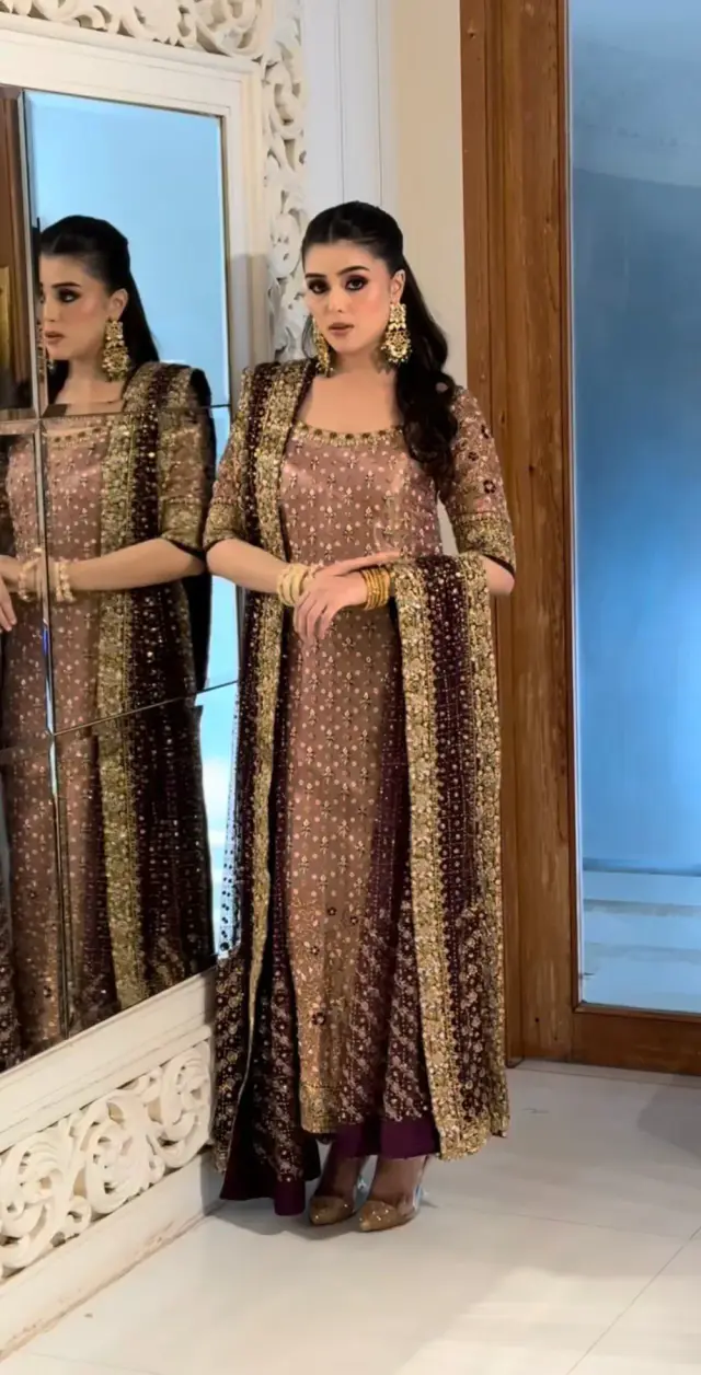 Haris Shakeel Fareeha mauve formal dress