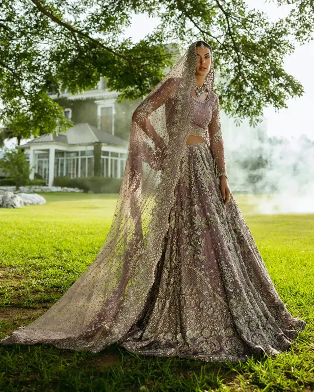 Mirabelle purple net bridal lehenga choli