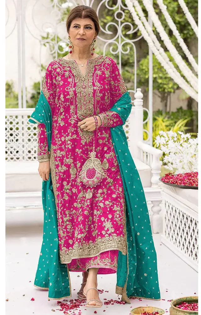 Avisa Shocking Pink designer-inspired formal dress, full-length primary view