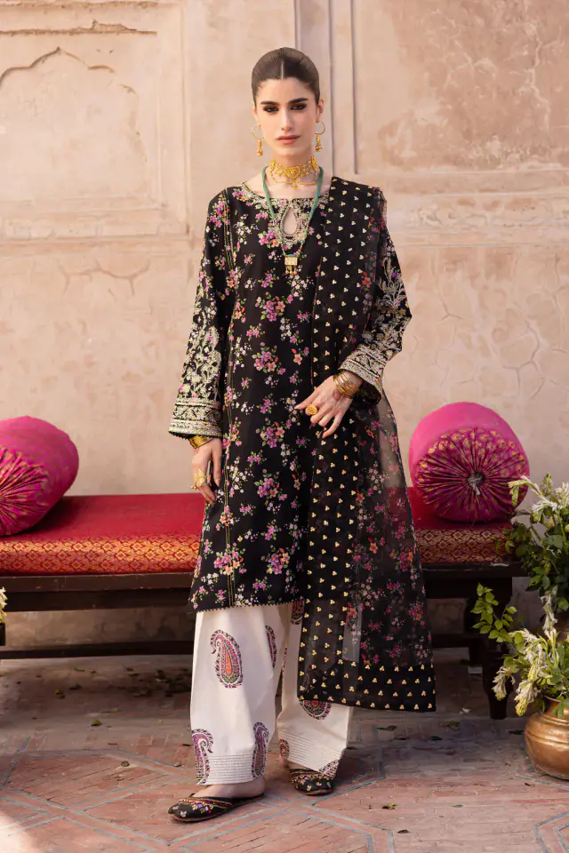 Black Jewel - Printed Lawn Dress full-length primary view