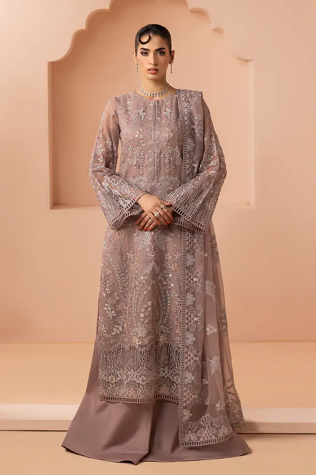 Blush Latte Embroidered Chiffon full-length primary view