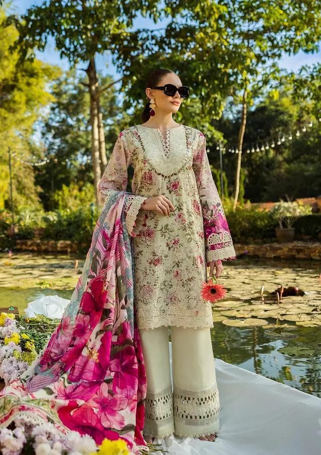Roses & Whites luxury lawn full-length primary view