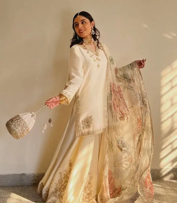 Handmade Sharara - Ivory full-length primary view