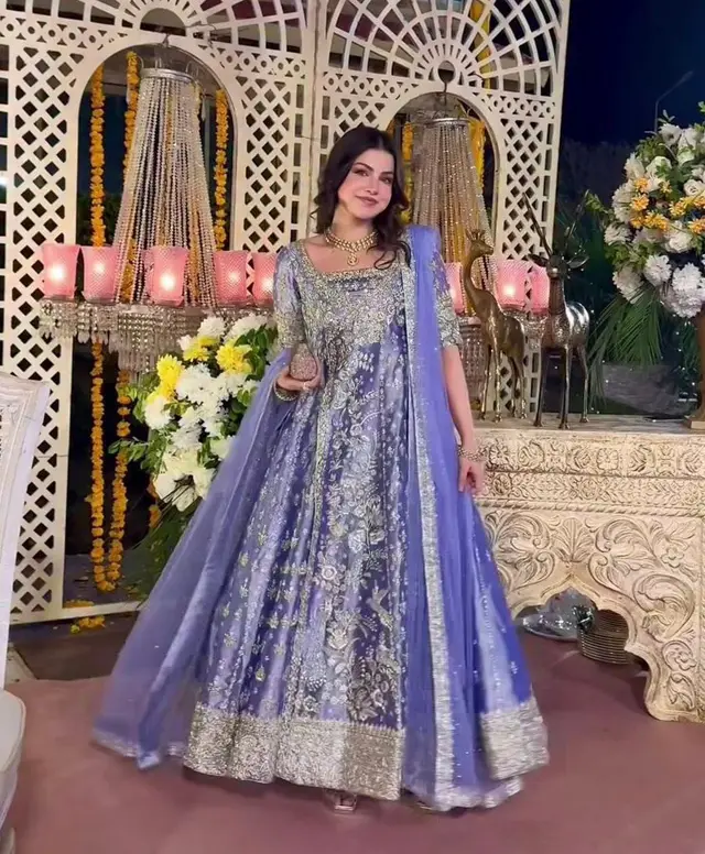 Haris Shakeel periwinkle lilac full-length primary view