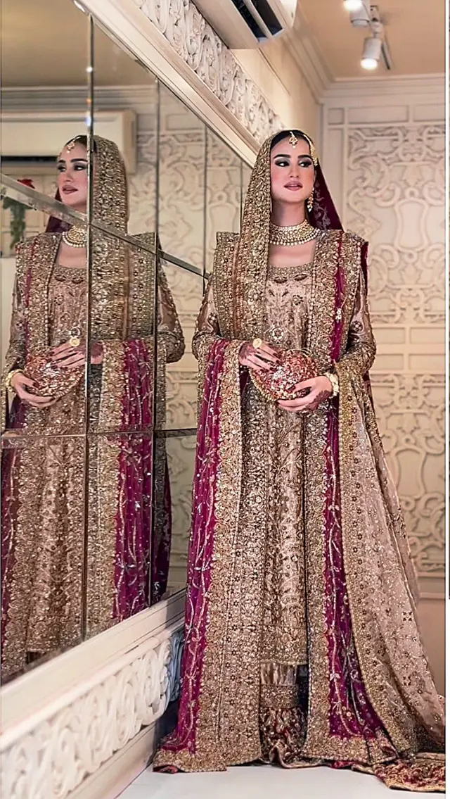 Haris Shakeel pink champagne full-length primary view