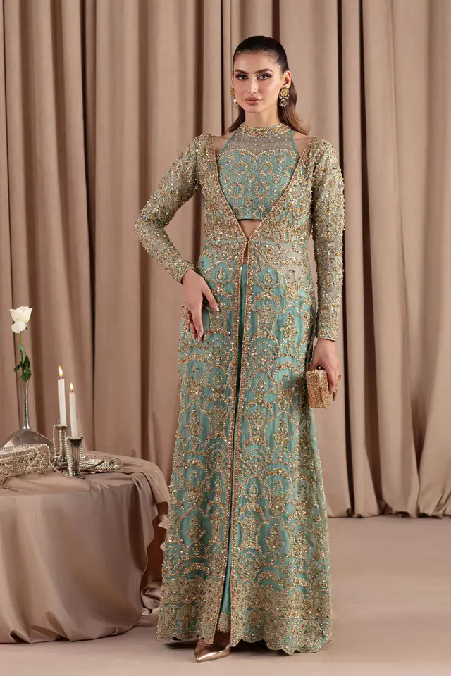 KANWAL MALIK ELARA LUXURY PRET'24- AQUAMARINE full-length primary view