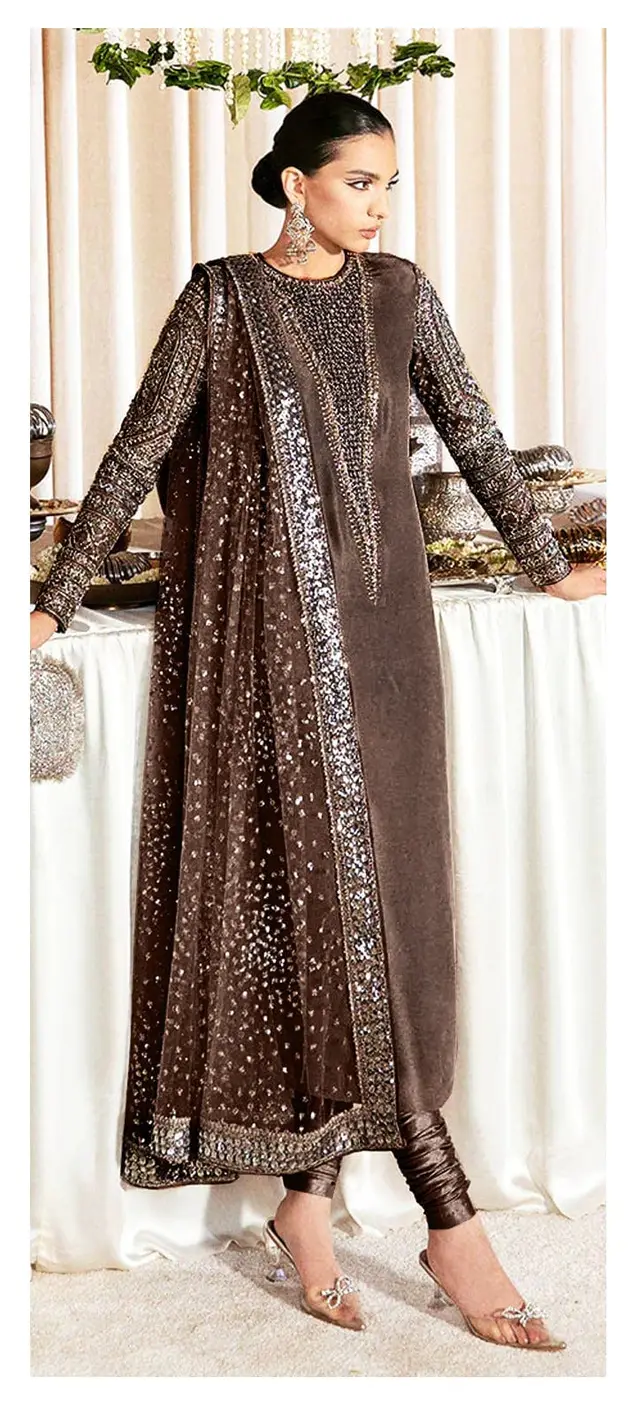 Lucent - Brown designer-inspired formal dress, full-length primary view