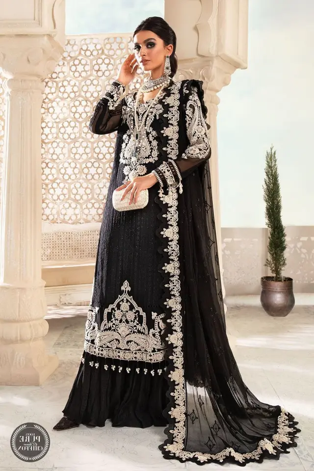 Maria B Black and White Chiffon full-length primary view