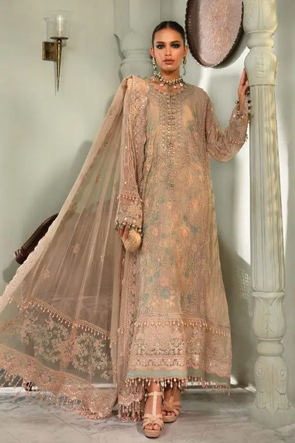 Maria B Beige skin Chiffon full-length primary view