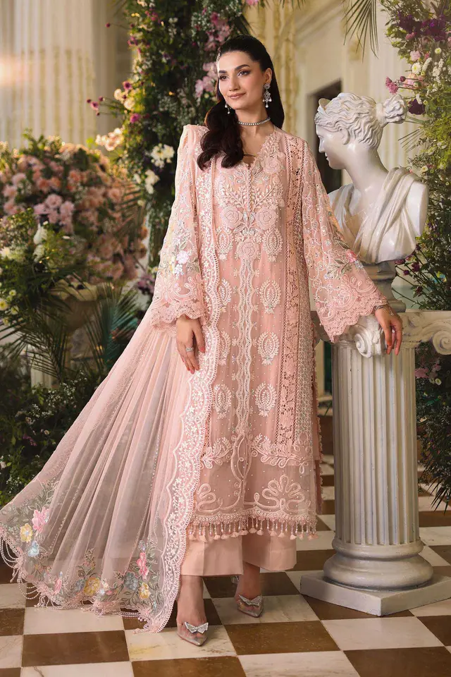 Maria B Peach Pink Chiffon full-length primary view