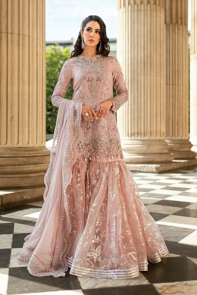 Maria B - Gharara Nude Pink full-length primary view