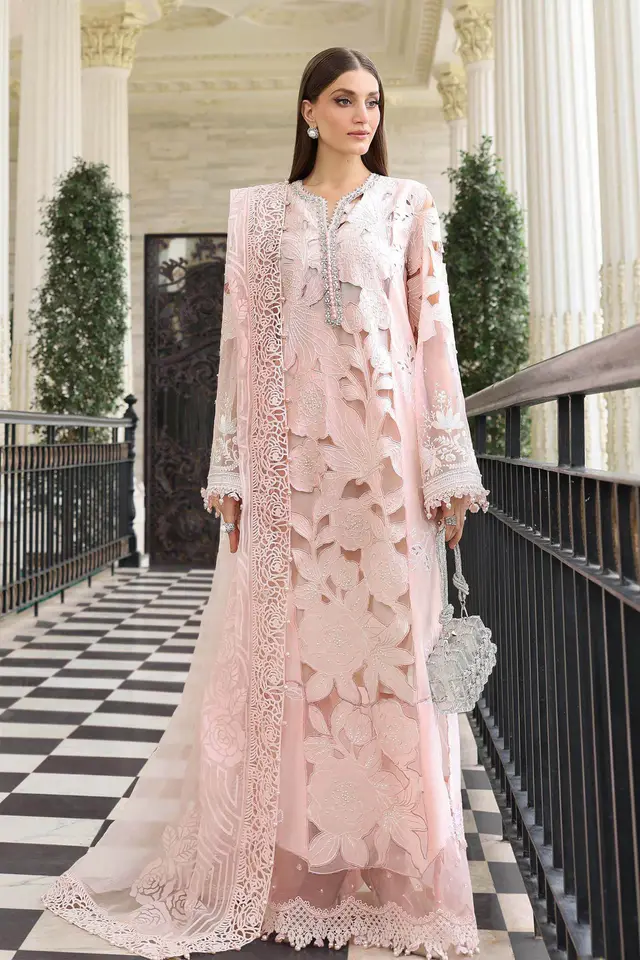 Maria B Lawn 3 Piece Embroidered Lawn Suit luxury lawn full-length primary view