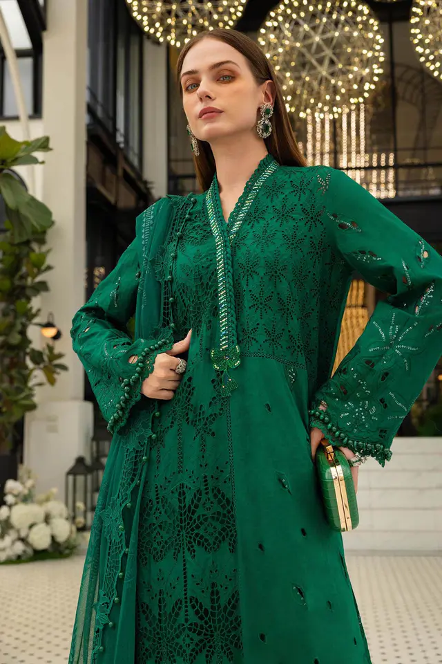 Maria B Lawn 3 Piece Embroidered Lawn Suit luxury lawn full-length primary view