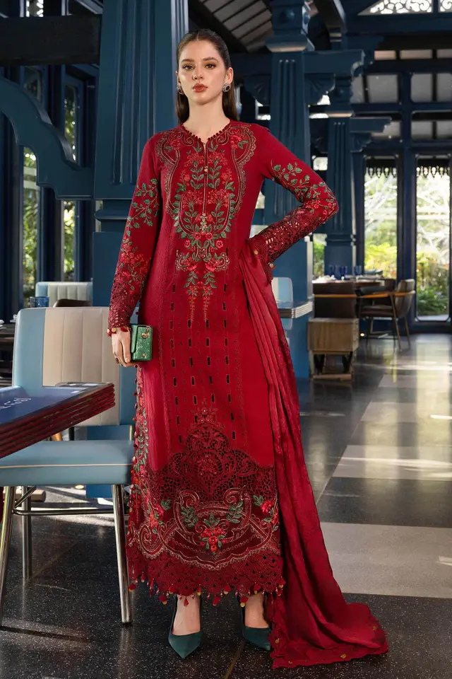 Maria B Lawn 3 Piece Embroidered Lawn Suit luxury lawn full-length primary view