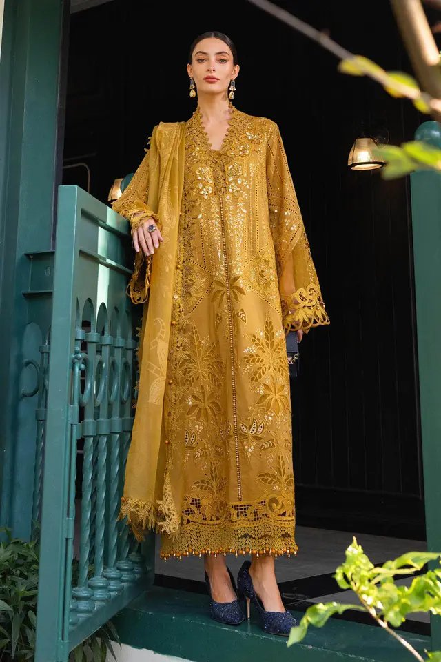 Maria B Lawn 3 Piece Embroidered Lawn Suit luxury lawn full-length primary view