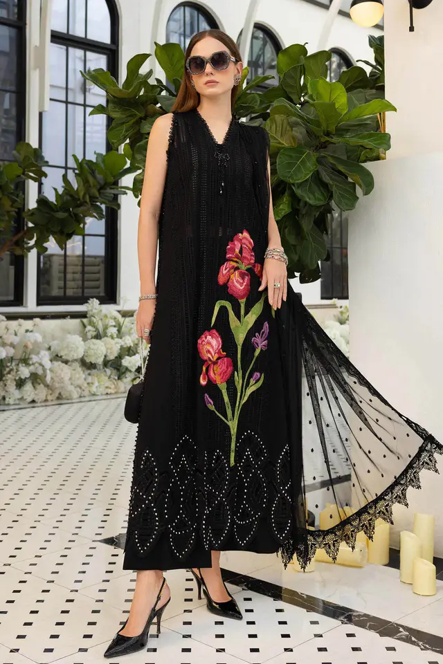Maria B Lawn 3 Piece Embroidered Lawn Suit luxury lawn full-length primary view