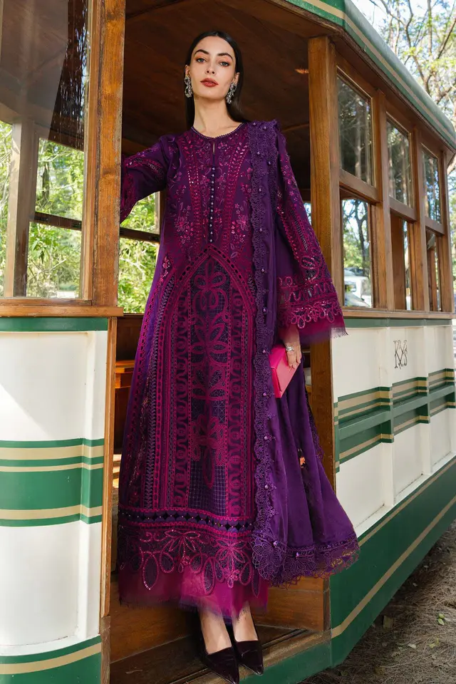 Maria B Lawn 3 Piece Embroidered Lawn Suit luxury lawn full-length primary view