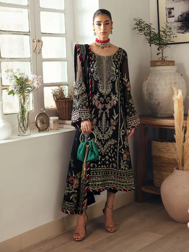 Noir Embroidered Chiffon full-length primary view