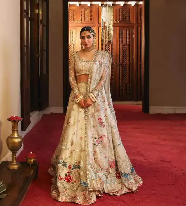Rano's – Ivory Floral Bridal in ivory and pastel pink – full outfit view