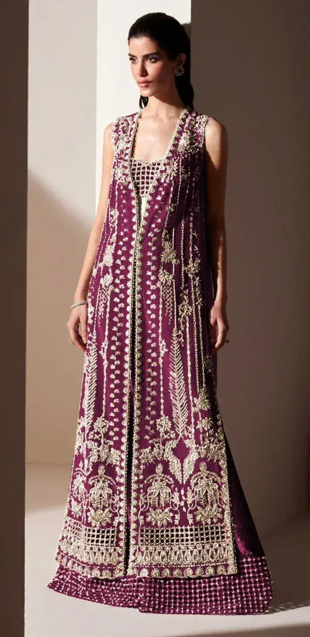 Soraya Verdant (Magenta) Soraya-inspired Pakistani formal, full front view
