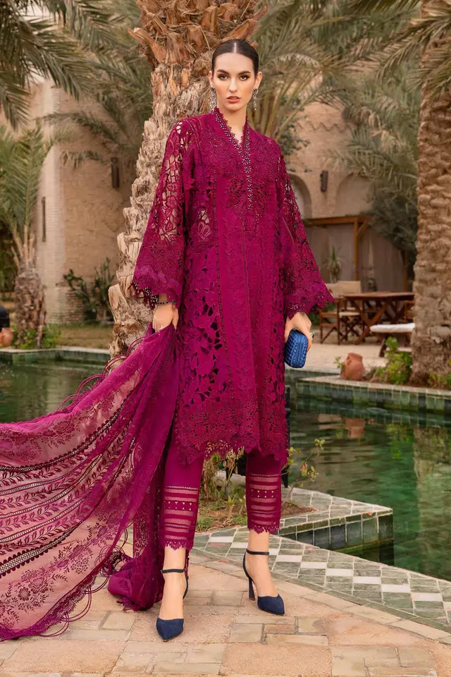 Unstitched Lawn D-2409-B luxury lawn full-length primary view