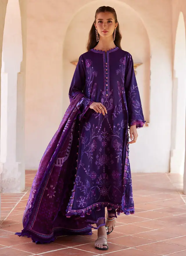 Vicenta Violet luxury lawn full-length primary view