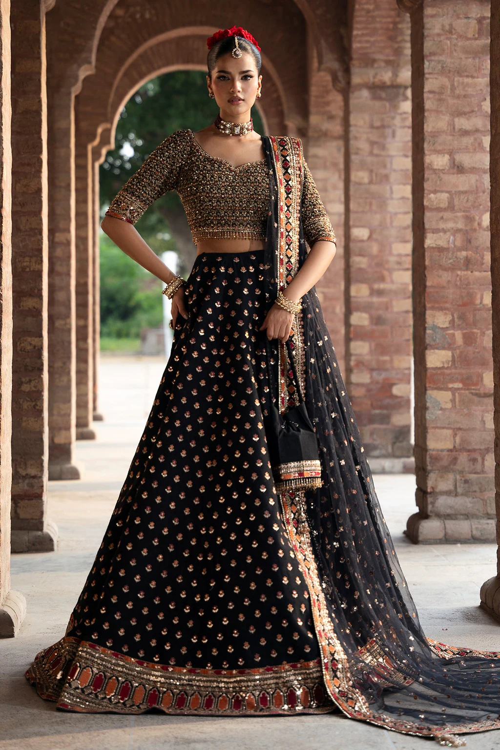 Mina Kashif Fizza black lehenga choli