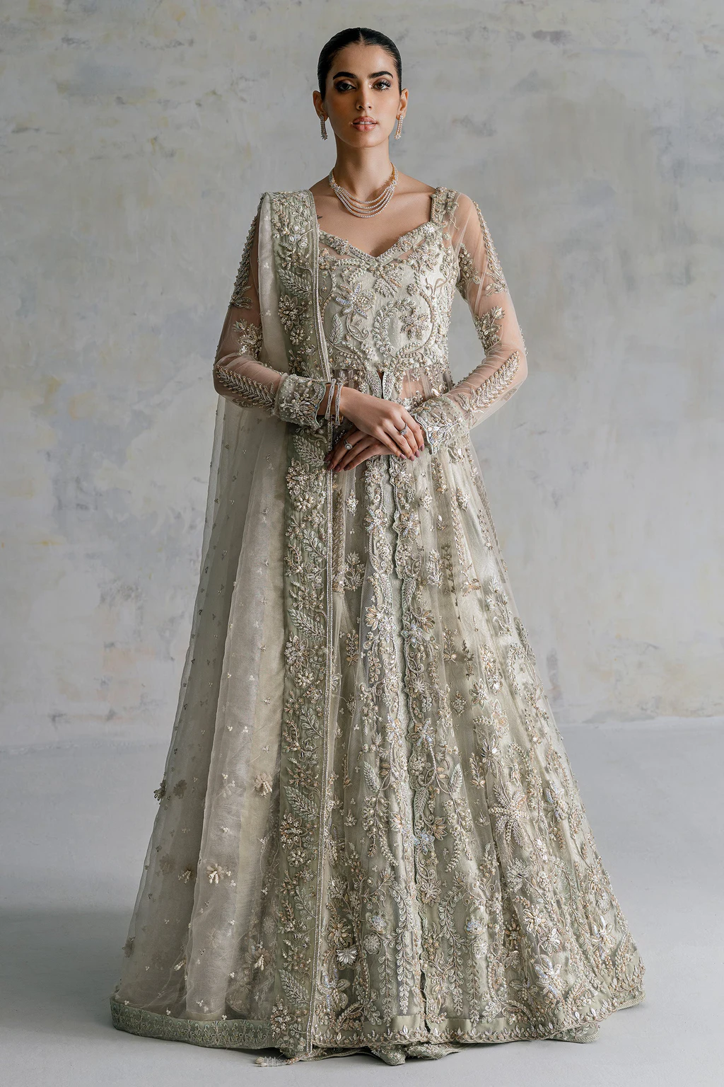 Ammara Khan - Silver Dreams Style, mint three-piece outfit — view 1