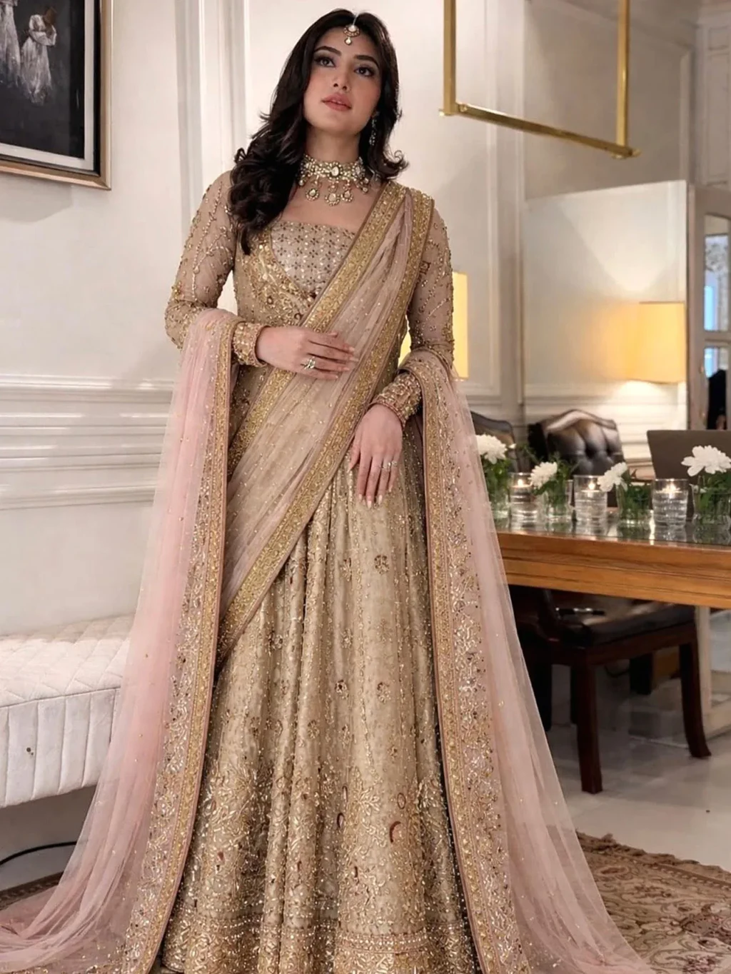 Haris Shakeel - Sahar Blue (2 Dupattas) - full outfit view