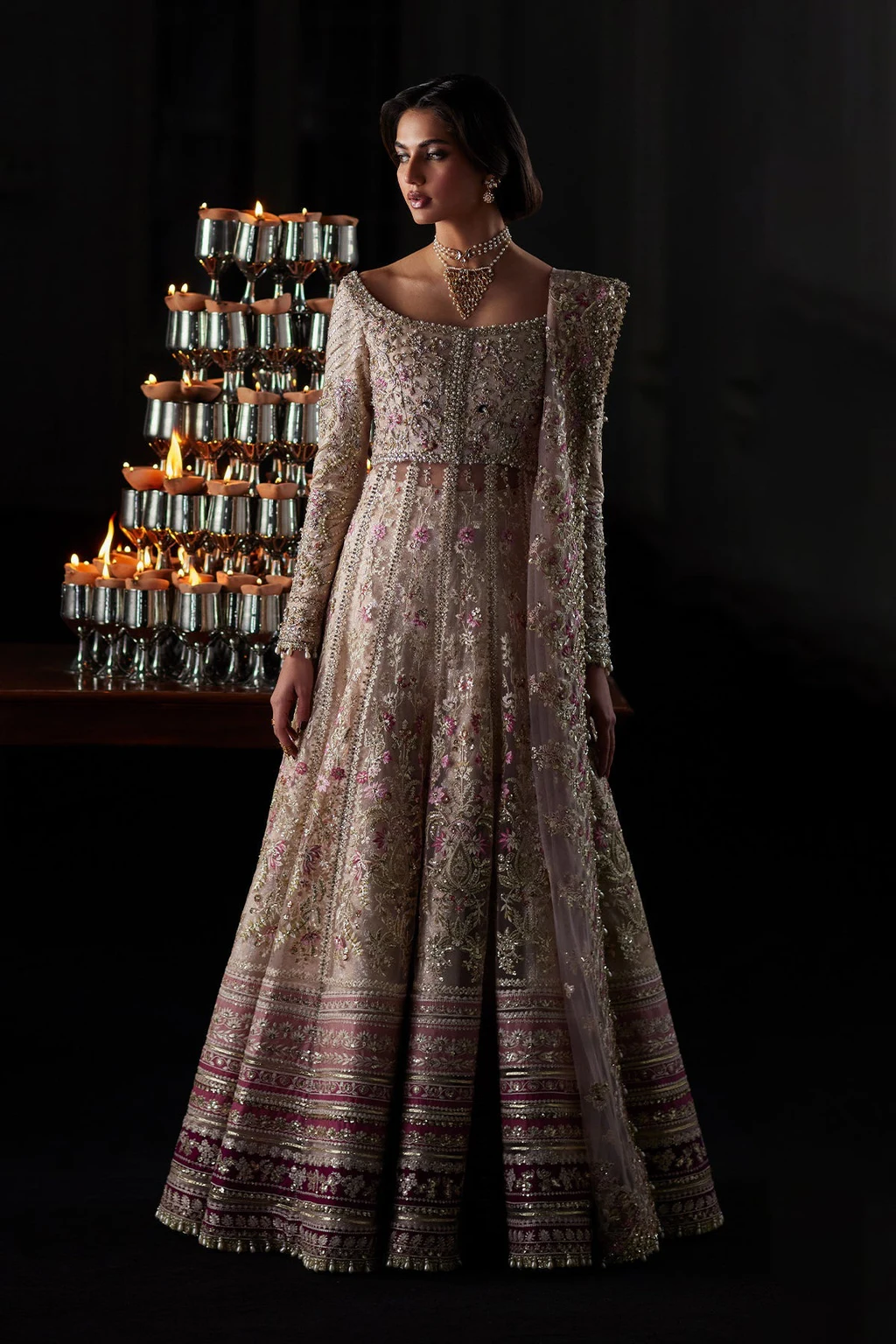 Saad Bin Shahzad – Rina Nude Pink full front model view