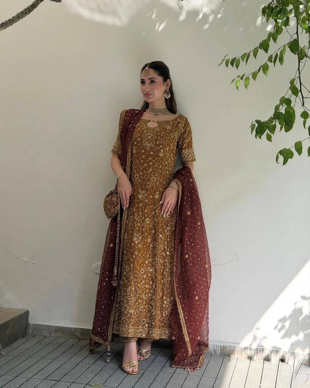 Zeeshan Danish – Burnt Orange Burnt Orange and Rust full front model view