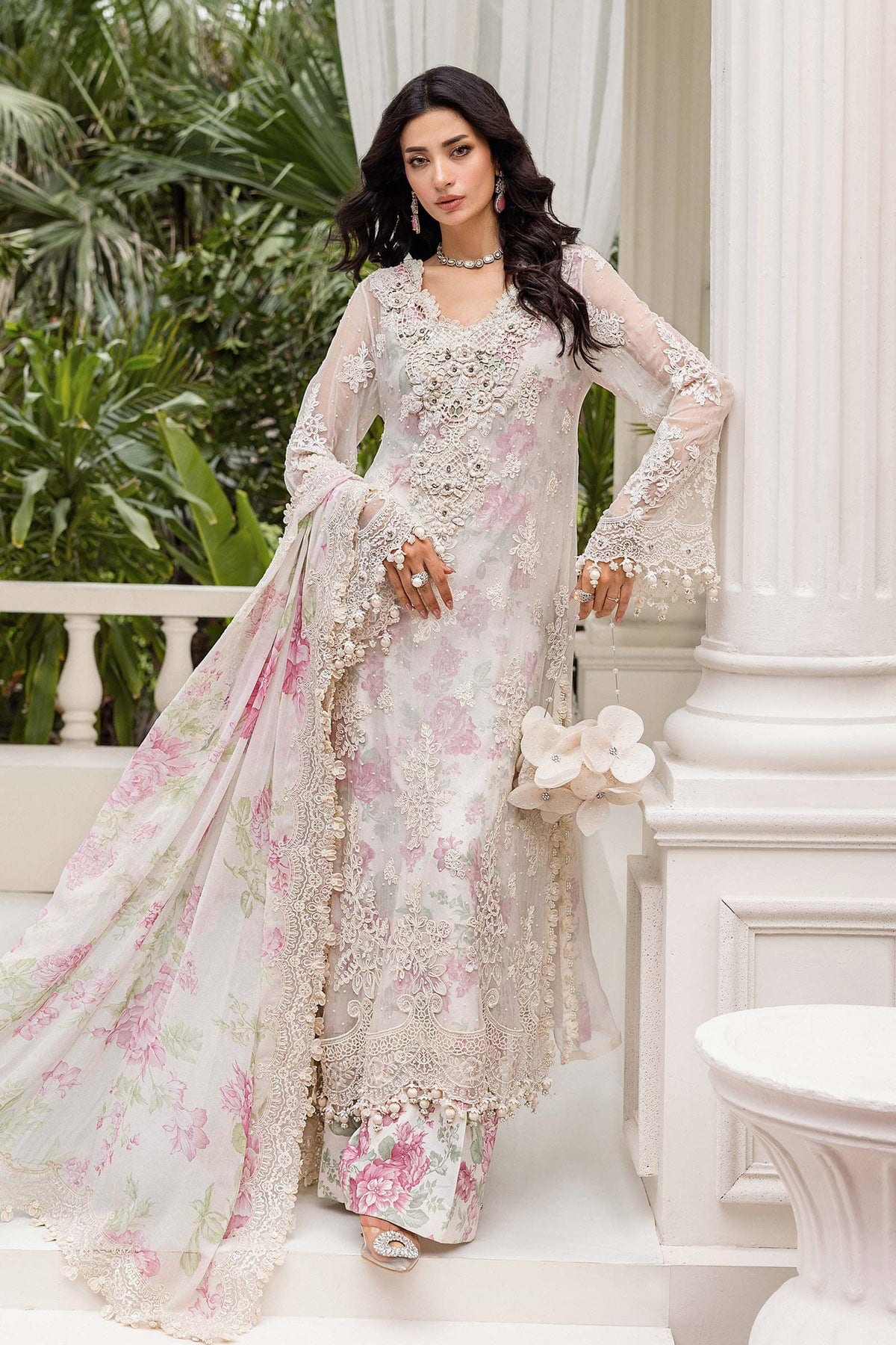 3 Piece Unstitched Embroidered Chiffon Suit | MPC-25-101 full-length primary view