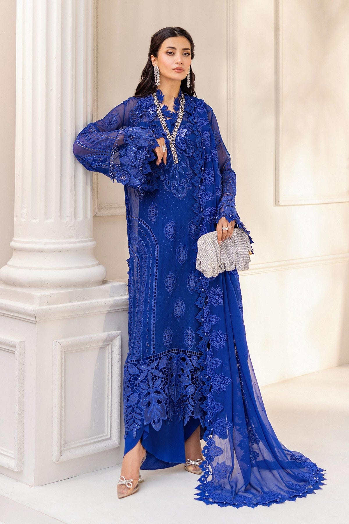 3 Piece Unstitched Embroidered Chiffon Suit | MPC-25-103 full-length primary view